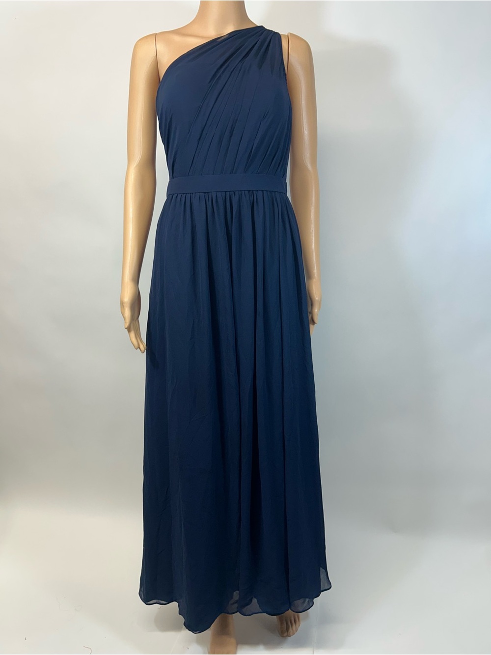 Bill Levkoff One-Shoulder Navy Evening Gown Size 4